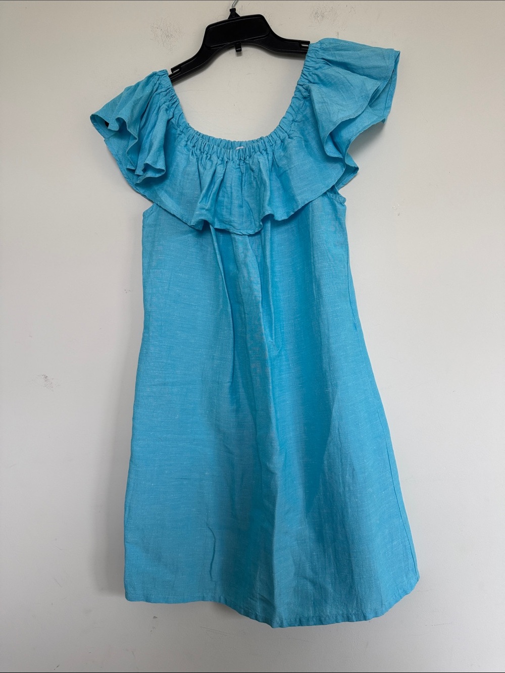 Tommy Bahama Women’s Aqua Blue Ruffled Off-Shoulder Dress